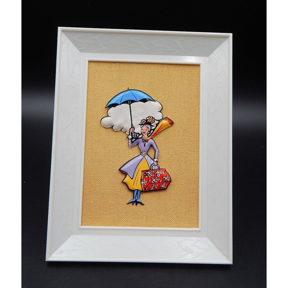 Walt Disney Puffy Mary Poppins 2-D Wall Art Picture Frame 1960s Hanging